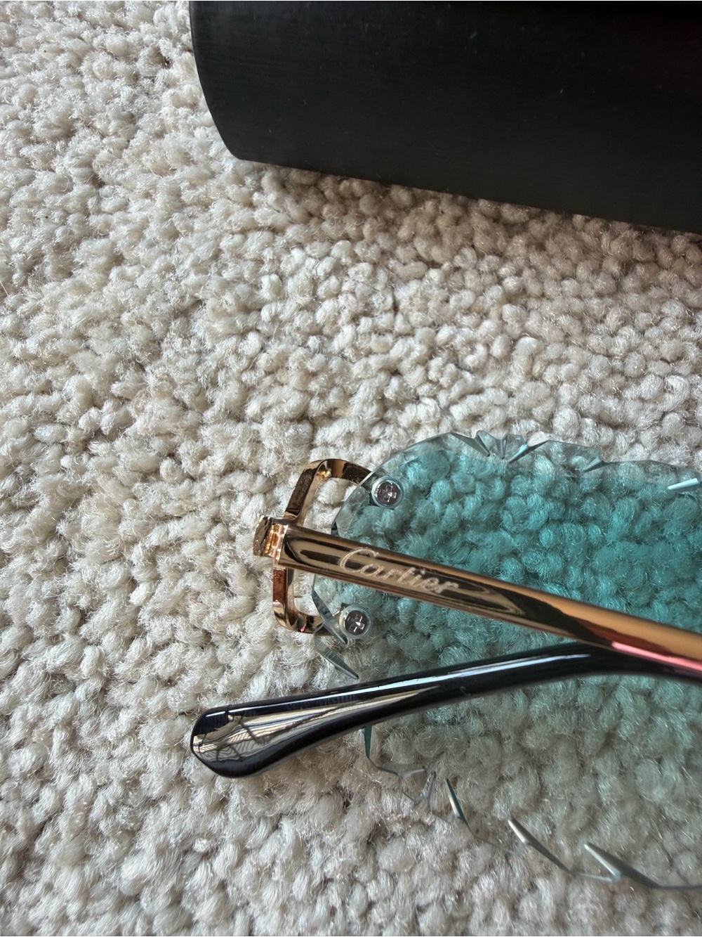 Cartier Gold Rim Blue Gradient Rimless Sunglasses - Picture 4 of 4